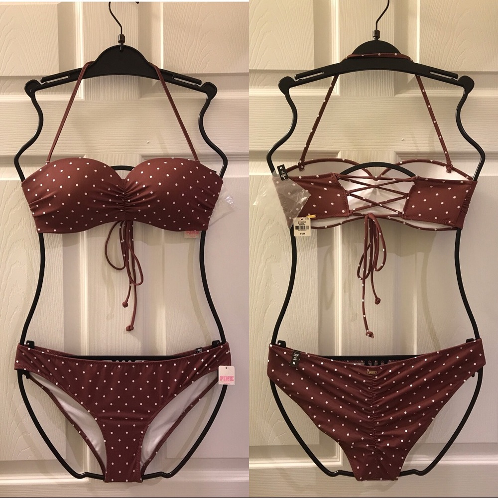 2-PC Set πVS PINK Bikini Bandeau Removable Strap - Picture 3 of 7